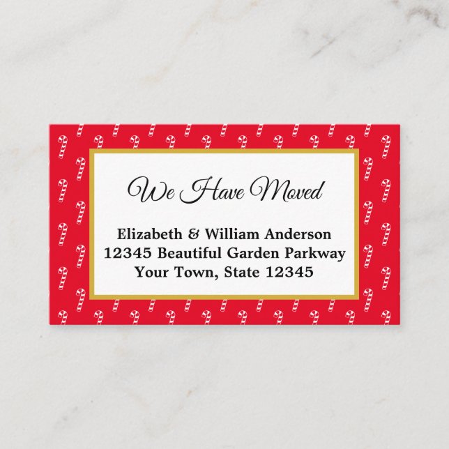 Red & White Candy Cane Holiday Moving Announcement (Front)