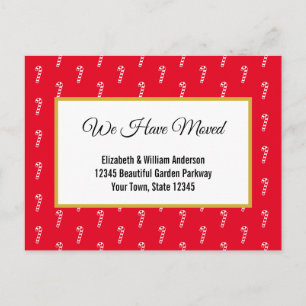 Red & White Candy Cane Holiday Moving Announcement Postcard