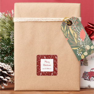 Red White Candy Cane Peppermint Christmas Gift Square Sticker