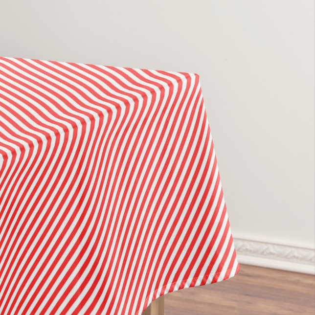 Red & White Candy Cane Stripe Tablecloth (In Situ)