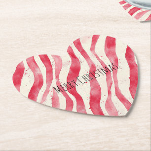 Red White Candy Canes Christmas Paper Coaster