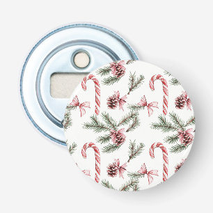 Red White Candy Canes Pine Cones Christmas Bottle Opener