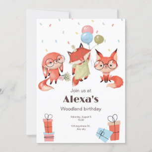 Red White Cartoon Birthday Party Invitation