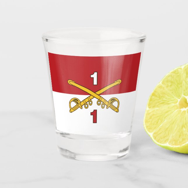 Red & White Cavalry Guidon Shot Glass (Front)