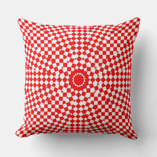 Red White Check Modern Abstract Custom Cotton Sofa Cushion