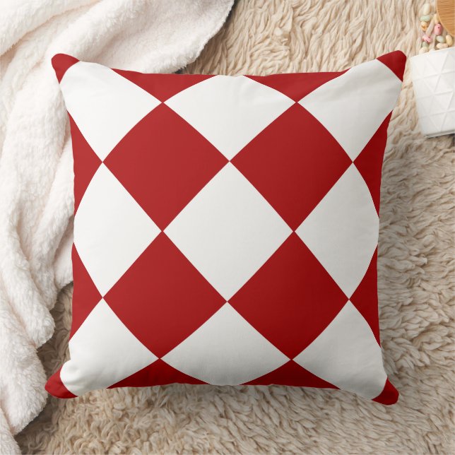 Red & White Checkboard Pattern Cushion (Blanket)