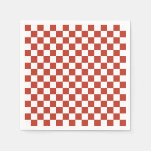 Red& White Checkered Pattern Mid Century Modern Napkin