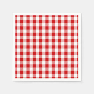Red & White Checks Gingham Plaid- Country Rustic Napkin