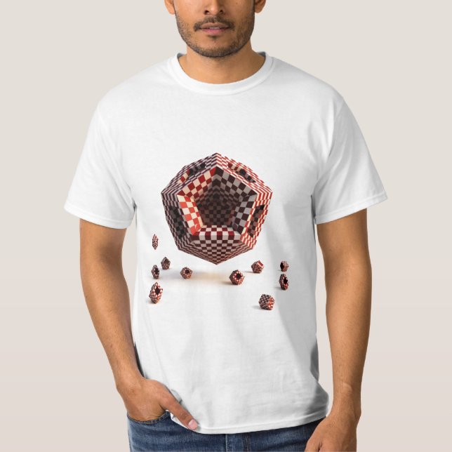Red & White Chequerboard Geometric Objects T-Shirt (Front)