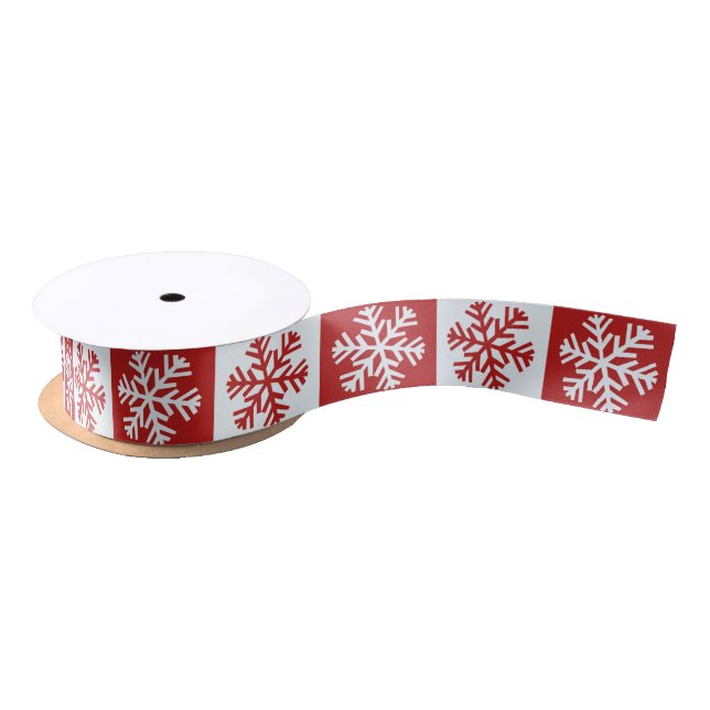 Red white chequerboard snowflake ribbon satin ribbon (Spool)