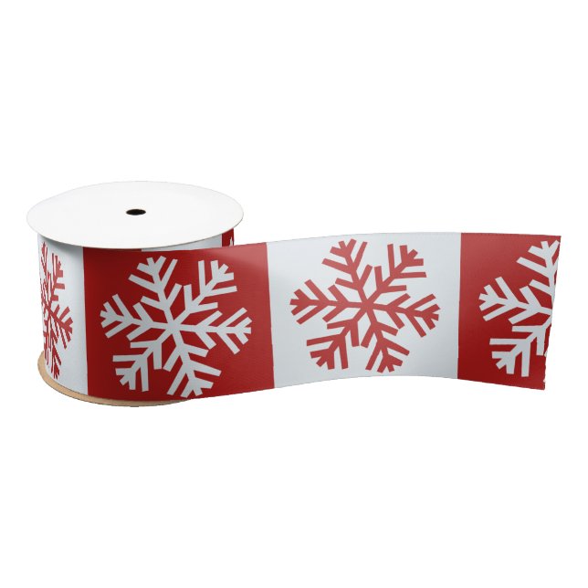 Red white chequerboard snowflake ribbon satin ribbon (Spool)