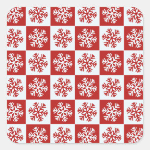Red white chequerboard snowflake stickers