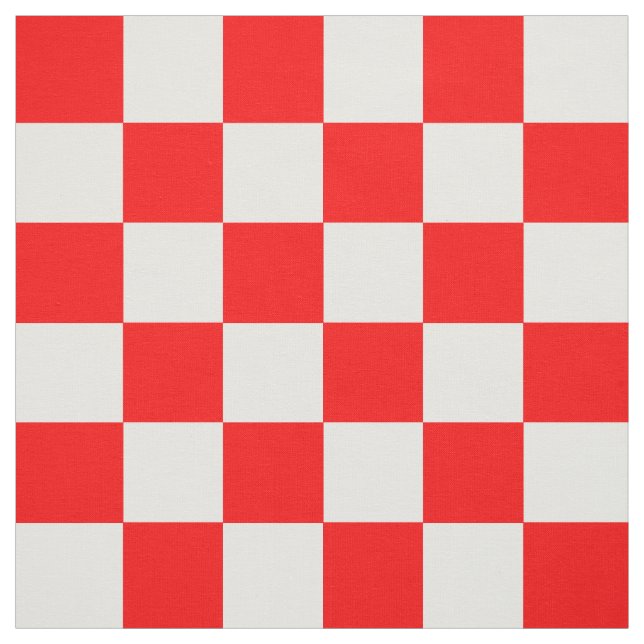 Red White Chequered Check Pattern Fabric (Swatch)