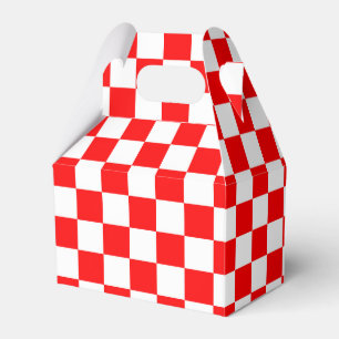 Red White Chequered Check Pattern Favour Box