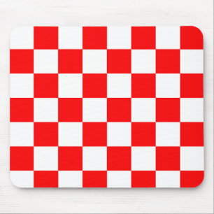 Red White Chequered Check Pattern Mouse Pad