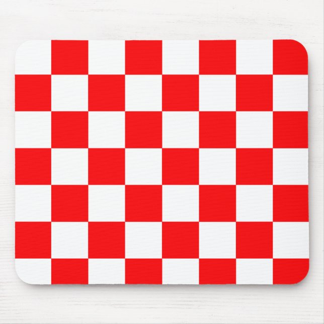 Red White Chequered Check Pattern Mouse Pad (Front)