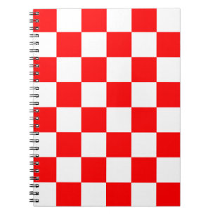 Red White Chequered Check Pattern Notebook