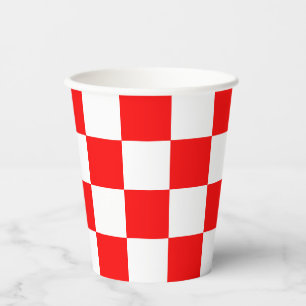 Red White Chequered Check Pattern Paper Cups