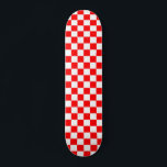 Red White Chequered Check Pattern Skateboard<br><div class="desc">Red and White Check Chequered Geometric Squares Pattern Design</div>