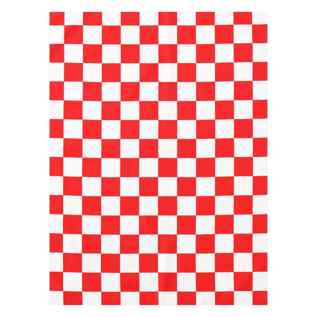 Red White Chequered Check Pattern Tablecloth (Front)