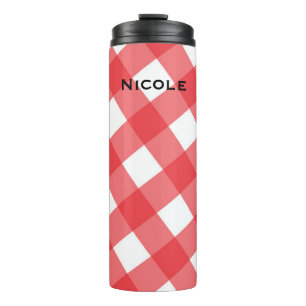 Red & White Chequered Chequered Picnic Pattern Thermal Tumbler