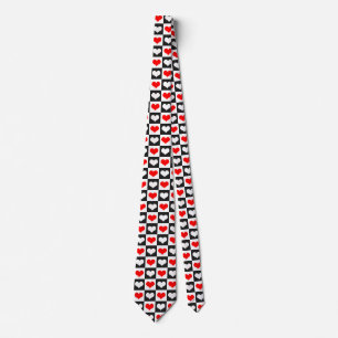 Red White Chequered Hearts Tie