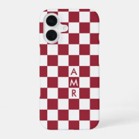 Red White Chequered Pattern with Monogram