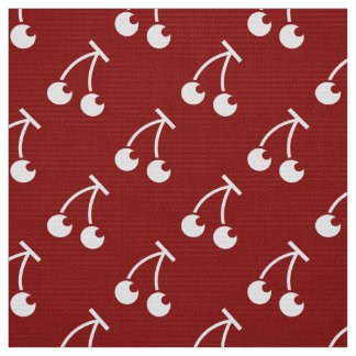 Red white cherries pattern fabric
