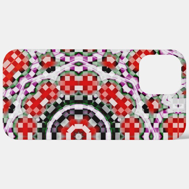 Red & white chess or pixel kaleidoscope circular   Case-Mate iPhone case (Back (Horizontal))