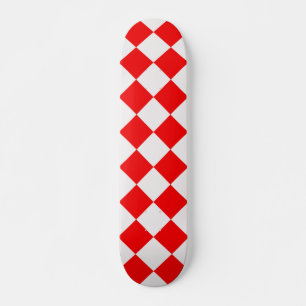 Red White Chessboard Retro Geometric Pattern Skateboard