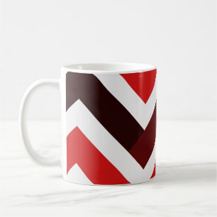 Red White Chevron Geometric Pattern Coffee Mug