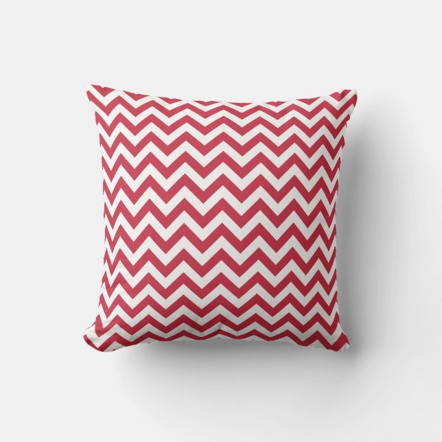 Red White Chevron Pattern Cushion (Front)