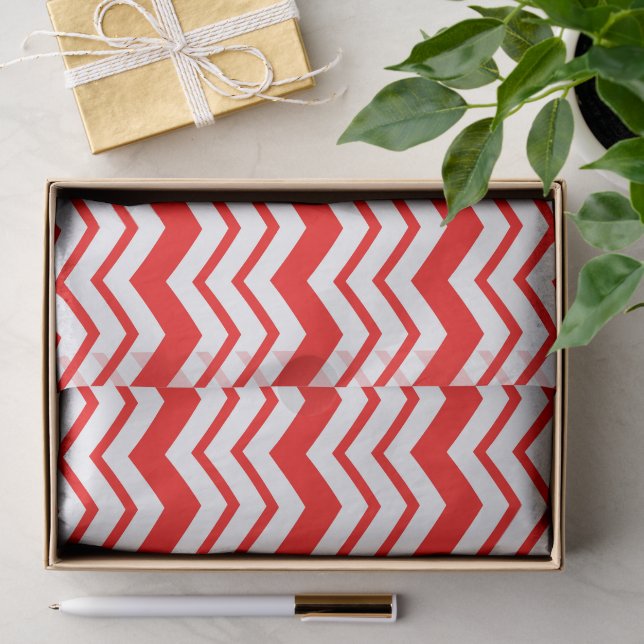 Red White Chevron Zigzag Pattern Design  Tissue Paper (Gift)