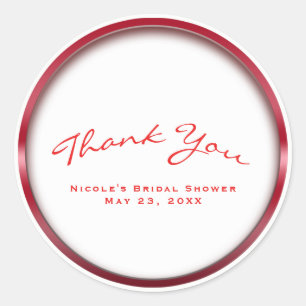 Red & White Chic Holiday Party Bridal Shower Classic Round Sticker