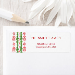 Red & White Chinoiserie Garland Grandmillennial Return Address Label