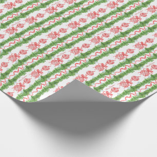 Red & White Chinoiserie Garland Grandmillennial Wrapping Paper