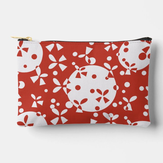 Red White Christmas Bells Holiday Pattern Accessory Pouch (Front)