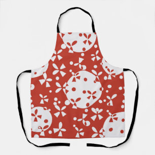 Red White Christmas Bells Holiday Pattern Apron