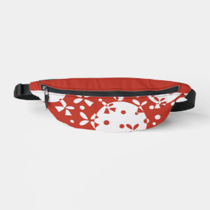 Red White Christmas Bells Holiday Pattern Bum Bags