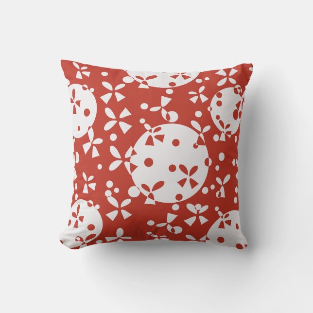 Red White Christmas Bells Holiday Pattern Cushion (Front)
