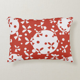 Red White Christmas Bells Holiday Pattern Decorative Cushion