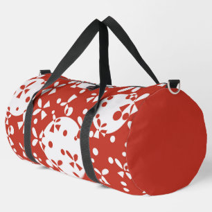 Red White Christmas Bells Holiday Pattern Duffle Bag