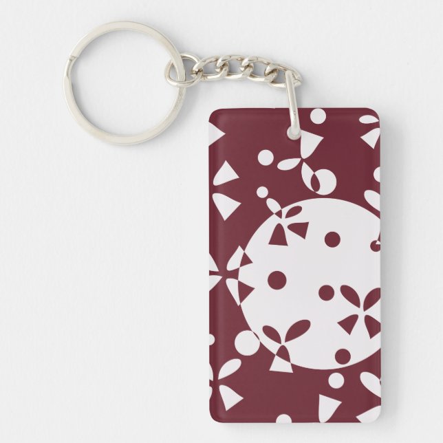 Red White Christmas Bells Holiday Pattern Key Ring (Front)