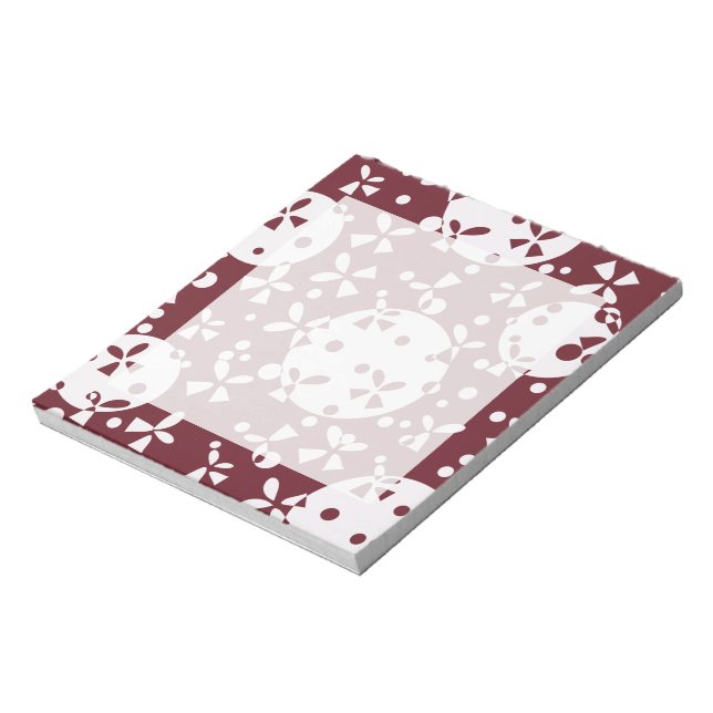 Red White Christmas Bells Holiday Pattern Notepad (Rotated)