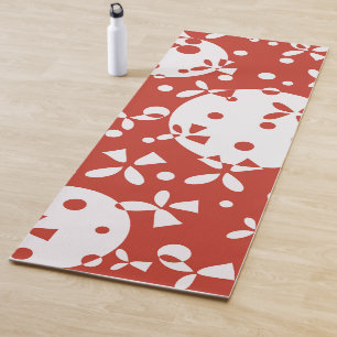 Red White Christmas Bells Holiday Pattern Yoga Mat