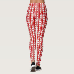 Red & White Christmas Bubbles with Snowflakes Leggings