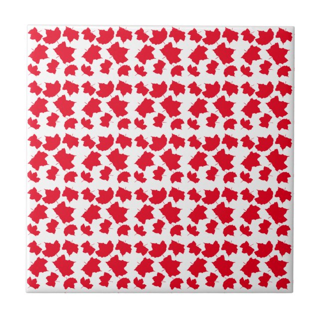 Red White Christmas Fall Leaves Holiday Party Cool Ceramic Tile (Front)