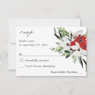 Red & White Christmas Floral no Meal RSVP