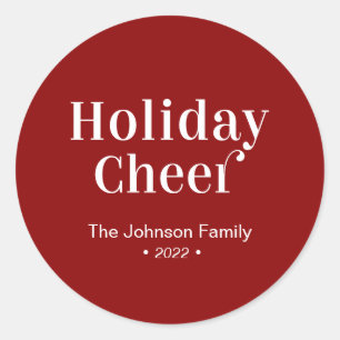 Red & White Christmas Holiday Cheer  Classic Round Sticker