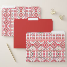 Red & White Christmas Holiday Pattern File Folders